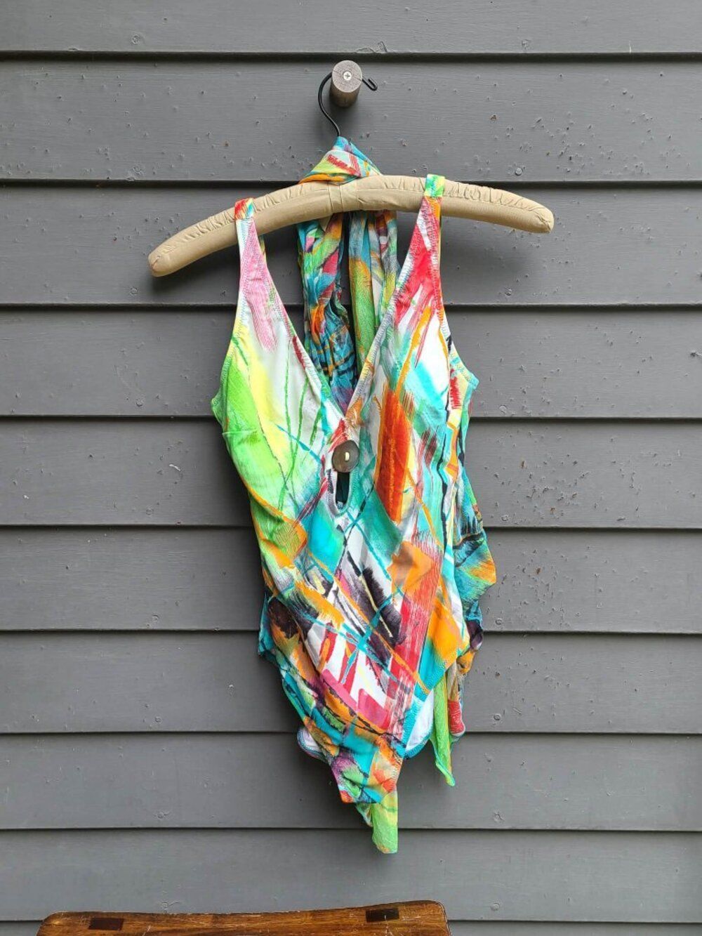 Gideon Oberson Multi Color One Piece Swim with Scarf size 10